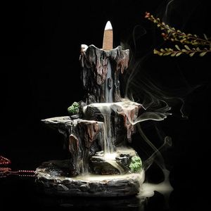 Rückfluss Weihrauchbrenner Wasserfall Weihrauchhalter für Wohnkultur Aromatherapie Ornament mit 7 Weihrauchkegeln und Geschenkbox