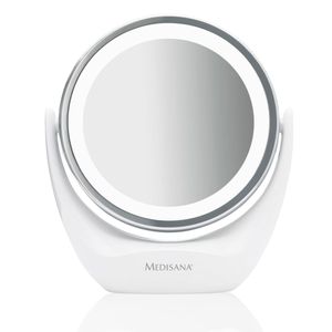 Medisana CM 835 Okrúhle zrkadlo na líčenie, stolové zrkadlo s LED osvetlením a 5-násobným zväčšením - zrkadlo na líčenie s funkciou otáčania o 360°