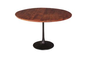 SIT Möbel Tisch 120 cm ø | Tischplatte rund Mango-Holz antikbraun | Säulenfuß Metall schwarz | B 120 x T 120 cm H 76 cm | 12822-01 | Serie TISCH
