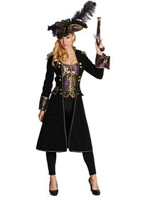 dress up Kostüm Piratin Damen schwarz/lila Größe 46
