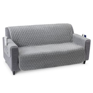 JEMIDI Sofaschoner 2 Sitzer mit Armlehnen 191x224cm - Sofa Bezug Couch Schoner aus Polyester - Sofahusse Sofabezug waschmaschinenfest zum Wenden - grau