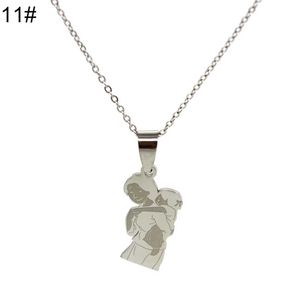 Edelstahl-Mutter-Tochter-Anhänger-Charm-Halskette, Schmuck, Muttertagsgeschenk-11#