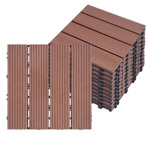 LZQ 11 ks 30x30 cm WPC dlaždice, 1 m2 balkónová dlaždica Click Tile Garden Patio Tile Balcony, Brown