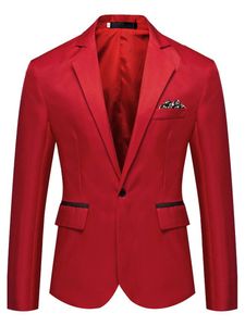 Herren Sakkos Schlanke Fit Business Blazer Outwear Casual Cardigan Revers Hals Jacken Rot,Größe XL