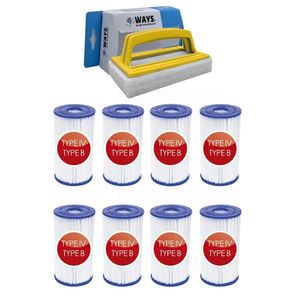 Bestway - Typ IV-Filter geeignet für Filterpumpe 58391 - 8 Stück & WAYS Scheuerbürste