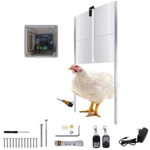 XMTECH Automatické otevírání dveří pro kuřata 30 x 30 cm s infračerveným indukčním časovačem na dálkové ovládání, dveře do kurníku pro bezpečný chov kuřat, hliník