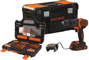 BLACK & DECKER Akku-Schlagbohrschrauber 18V 2-Gang, mit 104-teilig Zubehör + Koffer