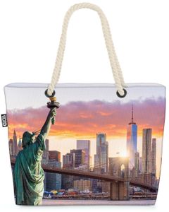 VOID Freiheitsstatue Strandtasche Shopper 58x38x16cm 23L XXL Einkaufstasche Tasche Reisetasche Beach Bag