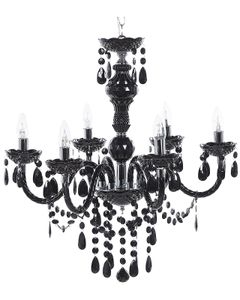 BELIANI Kronleuchter Schwarz Kunststoff / Metall 6-flammig mit Kristallen Venezianischer Glamour Stil Elegant Wohnzimmer Schlafzimmer