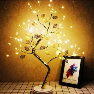 LED Golden Blätter Lampe Warmweiß Künstlich Bonsai Baum Licht Dekoleuchten Batteriebetrieben Innen Deko