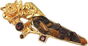 Brošňa 29x74mm tiger hnedá zlatá farba