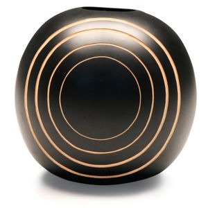 Mango Holz Vase Motiv Saturn Designvase, Deko, Dekoration, Dekovase, Holzvase, Holz schwarz braun