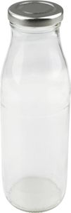 Dr. Oetker Milchflasche 750 ml, hochwertige Smoothie-Flasche mit Deckel, luftdichte Saftflasche, Flasche zum Selbstbefüllen, Vorratsglas mit Schraubverschluss (Farbe: Transparent / Silber)