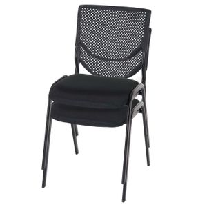 sada 2 stoličiek pre návštevníkov T401, konferenčná stolička stohovateľná, látka/textil ~ sedadlo čierne, nohy čierne