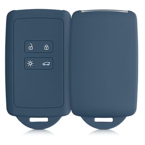 kwmobile Autoschlüssel Hülle kompatibel mit Renault 4-Tasten Smartkey Autoschlüssel (nur Keyless Go) - Silikon Schutzhülle Schlüsselhülle Cover in Dunkler Schiefer