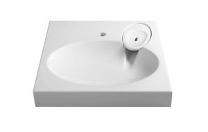 Design Mineralguß Aufsatzwaschbecken Delta Waschtisch für Waschmaschinen Weiß