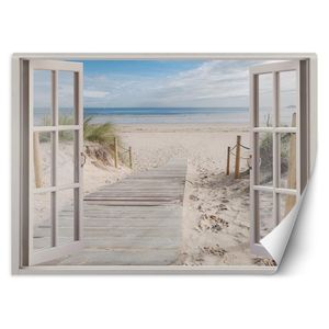 Window View Beach Sand Sea PHOTO Wallpaper 140x100 cm VLIES wallpaper wall pictures wall decoration design living room bedroom hallway office kitchen T