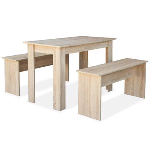 vidaXL 3dílný jídelní set stůl a lavice dubové dřevo