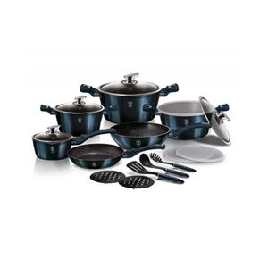 BerlingerHaus Kochgeschirr set Granit 18-tlg. Aquamarine Metallic Line Topf set