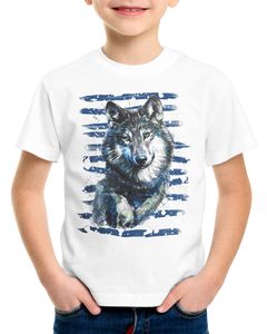 style3 Einsamer Wolf T-Shirt für Kinder rudel wald wildnis forst, Größe:140