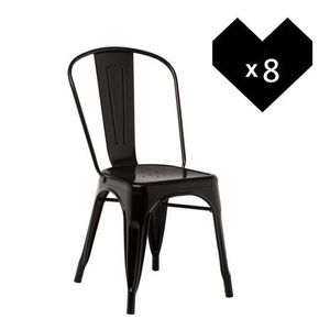8er Set Esszimmerstuhl Küchenstuhl aus Metall Bistrostuhl Barstuhl für Küche Wohnzimmer schwarz