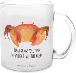 Mr. & Mrs. Panda Teetasse Sternzeichen Krebs - Transparent - Geschenk, Aszendent, Krebse, Krebs Sternzeichen, Teebecher, Meerestier, Teetasse aus Glas, Glas Teetasse