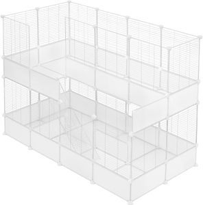 EUGAD Freigehege für Kaninchen, Kleintiergehege Indoor, Weiß, 165x107x74cm