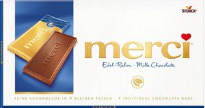 Merci Tafelschokolade Edel-Rahmsahne Schokolade - 15 x 100 g Schachteln Merci Tafelschokolade Edel-Rahmsahne Schokolade - 15 x 100 g Schachteln
