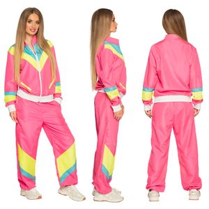 trainingsanzug Retro Babe Damen Polyester neon pink Größe M