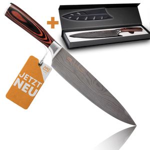 Kochmesser extrem scharf - Küchenmesser besonders handlich dank Pakkaholz - Messer einzigartig - Profi Knife ideal als Allzweckmesser