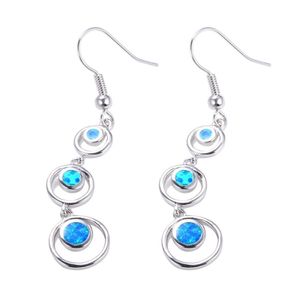 1 Paar Damen-Ohrringe, lange, symmetrische, runde Creolen, auffällige baumelnde Ohrringe für den Abschlussball-Blau