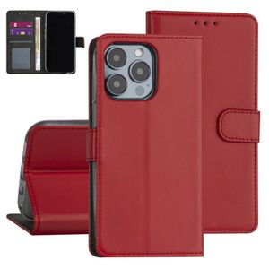 Hülle für iPhone 13 Pro Handyhülle Brieftasche mit Magnet Kartenfach Rot