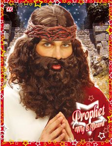 Propheten Perücke mit Bart - Jesus Perücke - Mönch Prophet  Messias Jünger