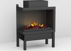 muenkel design wall fire electronic PRO FL 800 [Opti-myst Elektrokamineinsatz Wandeinbau]: Glasscheibe links - mit Dekoholz - Mit Heizung - Tank