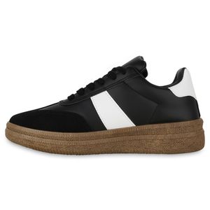VAN HILL Damen Sneaker Low Bequeme Schnürer Schuhe 841309, Farbe: Schwarz Weiß, Größe: 39