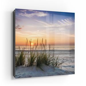 DEQORI Schlüsselkasten Glasfront schwarz rechts 30x30 cm 'Sonnenuntergang am Strand'