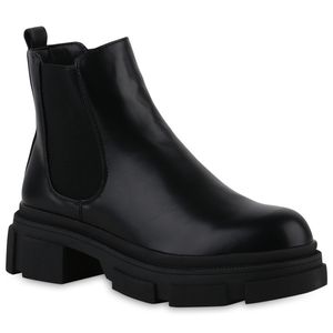 VAN HILL Damen Leicht Gefütterte Chelsea Boots Profil-Sohle Schuhe 839616, Farbe: Schwarz, Größe: 38