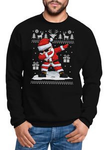 Sweatshirt Herren Weihnachten Dabbing Santa Weihnachtsmann Dab Motiv lustig Rundhals-Pullover Moonworks® schwarz L
