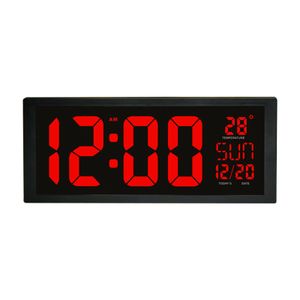 Nástěnné hodiny LED Digitální stolní hodiny Velké číslo Nástěnný kalendář Teplota