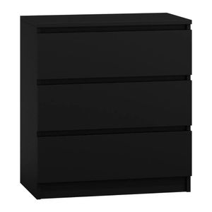 3xobývací komoda DEMI se 3 zásuvkami v černé barvě - moderní příborník se spoustou úložného prostoru pro váš obývací pokoj - 70 x 78 x 39 cm (š/v/d)