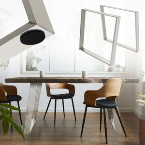 ML-Design 2er Set Tischkufen 80GRAD Neigung, 75x72 cm, Silber, Profil 8x2 cm, Schräge Tischbeine, Metall Möbelkufen, Tischgestell Stahl geneigt ML-Design 2er Set Tischkufen 80GRAD Neigung, 75x72 cm, Silber, Profil 8x2 cm, Schräge Tischbeine, Metall Möbelkufen, Tischgestell Stahl geneigt