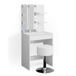 Vicco Toaletní stolek Isabelle, 60 cm s LED osvětlením a taburetem, Bílá