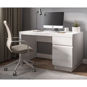 Schreibtisch, 135 cm breit, in weiß Hochglanz LYNDHURST-129, B/H/T ca. 135/75/65 cm