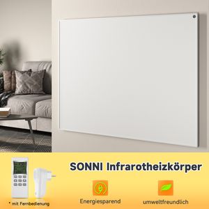 SONNI promiennik podczerwieni 1100W z bezprzewodowym pilotem 1205x905 biały promienniki podczerwieni grzejnik elektryczny panel grzewczy na podczerwień grzejnik ścienny termostat grzejnikowy 5-warstwowy rdzeń grzewczy grzejnik ścienny grzejnik elektryczny ochrona przed przegrzaniem oszczędność energii inteligentny dom oszczędność energii