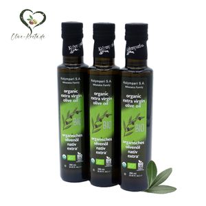 3x KOLYMPARI 04502 Organisches Olivenöl nativ extra 250ml Flasche der Familie Mihelakis von Kreta (AKTION! 3 x 250ml = 750ml)