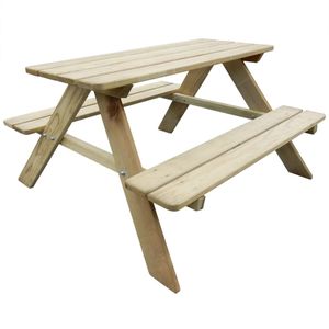Modern Kinder-Picknicktisch 89×89,6×50,8 cm Kiefernholz Outdoor Campingtisch,Terrassentisch Picknicktisch,Balkontisch,Garten-Teetisch👶4365