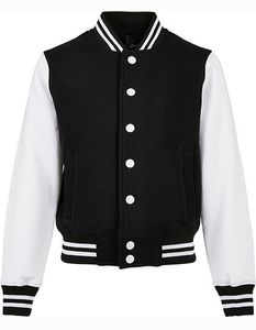 Build Your Brand Kids' Organic Sweat College Jacket BY187 black/white 158/164