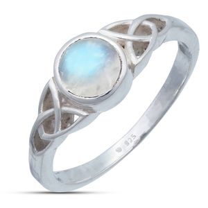 Ring DIMY aus 925er Sterling Silber, Ringgröße:60, Stein:Regenbogen Mondstein