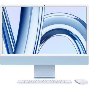 Apple iMac 24 2023 Blau M3 Chip mit 8-Core CPU 10-Core GPU und 16-Core Neutral Engine 24 256 GB Magic Keyboard mit Touch ID - Deutsch macOS 8 GB Gigabit Ethernet Magic Maus