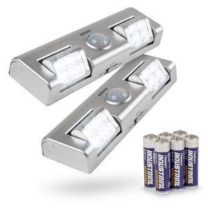 greate 2x LED Lichtleiste mit Bewegungsmelder batteriebetrieben - LED Schrankbeleuchtung mit einstellbarer Lichtstrahlung